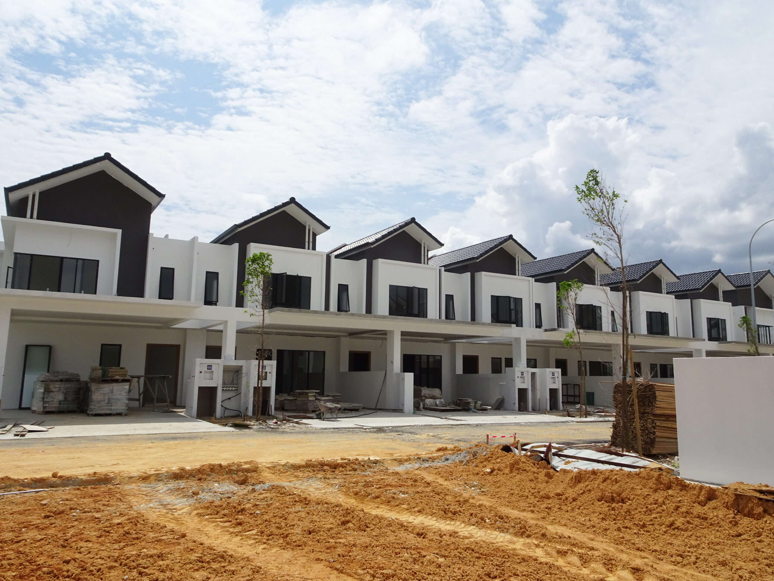 row of modern buildings